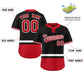 Custom Black White-Red Color Block Personalized Authentic Two-Button Softball Jersey Limited