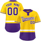Custom Gold White-Purple Color Block Personalized Authentic Two-Button Softball Jersey