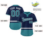 Custom Navy Gray-Aqua Color Block Personalized Authentic Two-Button Softball Jersey Limited