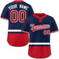 Custom Navy White-Red Color Block Personalized Authentic Two-Button Softball Jersey