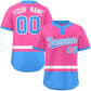 Custom Pink White-Powder Blue Color Block Personalized Authentic Two-Button Softball Jersey