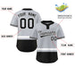 Custom Gray White-Black Color Block Personalized Authentic Two-Button Softball Jersey Limited