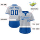 Custom Gray White-Royal Color Block Personalized Authentic Two-Button Softball Jersey Limited