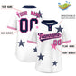 Custom White Navy Personalized Star Graffiti Pattern Authentic Two-Button Baseball Jersey Limited