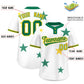 Custom White Kelly Green Personalized Star Graffiti Pattern Authentic Two-Button Baseball Jersey Limited