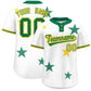 Custom White Kelly Green Personalized Star Graffiti Pattern Authentic Two-Button Baseball Jersey