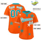 Custom Orange Aqua Personalized Star Graffiti Pattern Authentic Two-Button Baseball Jersey Limited