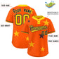 Custom Orange Gold Personalized Star Graffiti Pattern Authentic Two-Button Baseball Jersey Limited