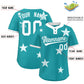 Custom Aqua White Personalized Star Graffiti Pattern Authentic Two-Button Baseball Jersey Limited