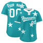 Custom Aqua White Personalized Star Graffiti Pattern Authentic Two-Button Baseball Jersey