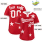 Custom Red White Personalized Star Graffiti Pattern Authentic Two-Button Baseball Jersey Limited
