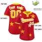 Custom Red Gold Personalized Star Graffiti Pattern Authentic Two-Button Baseball Jersey Limited