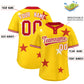 Custom Gold Red Personalized Star Graffiti Pattern Authentic Two-Button Baseball Jersey Limited