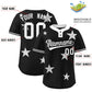 Custom Black White Personalized Star Graffiti Pattern Authentic Two-Button Baseball Jersey Limited