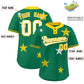 Custom Kelly Green Gold Personalized Star Graffiti Pattern Authentic Two-Button Baseball Jersey Limited
