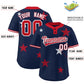 Custom Navy Red Personalized Star Graffiti Pattern Authentic Two-Button Baseball Jersey Limited