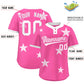 Custom Pink White Personalized Star Graffiti Pattern Authentic Two-Button Baseball Jersey Limited