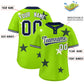Custom Neon Green Navy Personalized Star Graffiti Pattern Authentic Two-Button Baseball Jersey Limited