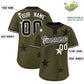 Custom Olive Black Personalized Star Graffiti Pattern Authentic Two-Button Baseball Jersey Limited