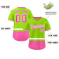 Custom Neon Green White-Pink Color Block Personalized V-Neck Authentic Pullover Baseball Jersey Limited