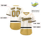 Custom Cream Black-Old Gold Color Block Personalized V-Neck Authentic Pullover Baseball Jersey Limited
