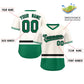 Custom Cream Black-Kelly Green Color Block Personalized V-Neck Authentic Pullover Baseball Jersey Limited