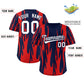 Custom Navy Red Flame Pattern Authentic Pullover Baseball Jersey Limited