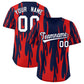 Custom Navy Red Flame Pattern Authentic Pullover Baseball Jersey