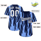 Custom Navy Light Blue Flame Pattern Authentic Pullover Baseball Jersey Limited