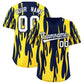 Custom Navy Gold Flame Pattern Authentic Pullover Baseball Jersey