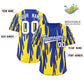 Custom Royal Gold Flame Pattern Authentic Pullover Baseball Jersey Limited