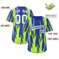 Custom Royal Neon Green Flame Pattern Authentic Pullover Baseball Jersey Limited