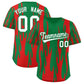Custom Kelly Green Red Flame Pattern Authentic Pullover Baseball Jersey