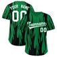 Custom Kelly Green Black Flame Pattern Authentic Pullover Baseball Jersey