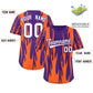 Custom Purple Orange Flame Pattern Authentic Pullover Baseball Jersey Limited