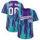 Custom Purple Aqua Flame Pattern Authentic Pullover Baseball Jersey