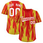 Custom Red Gold Flame Pattern Authentic Pullover Baseball Jersey