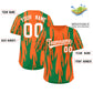 Custom Orange Kelly Green Flame Pattern Authentic Pullover Baseball Jersey Limited