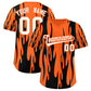 Custom Orange Black Flame Pattern Authentic Pullover Baseball Jersey