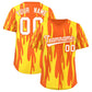 Custom Orange Gold Flame Pattern Authentic Pullover Baseball Jersey