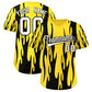 Custom Gold Black Flame Pattern Authentic Pullover Baseball Jersey