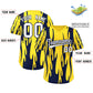 Custom Gold Navy Flame Pattern Authentic Pullover Baseball Jersey Limited
