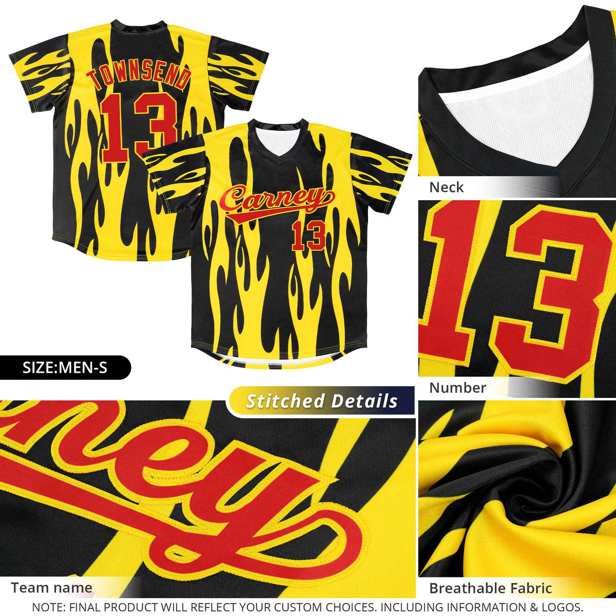 Custom Black Powder Blue Flame Pattern Authentic Pullover Baseball Jersey Limited