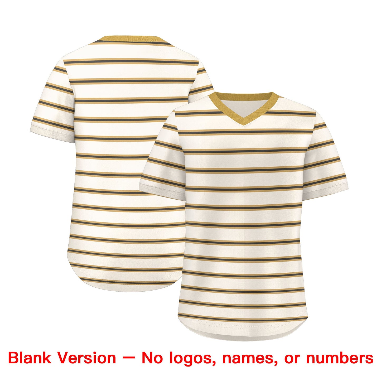 Custom Cream Old Gold-Black Personalized Horizontal Stripe Authentic Pullover Baseball Jersey Limited
