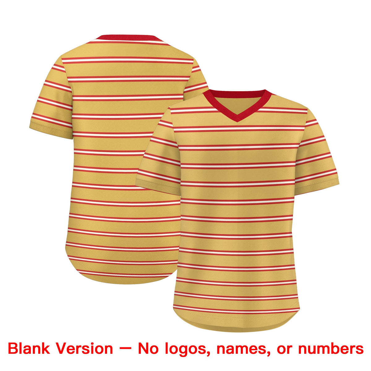 Custom Old Gold Red-White Personalized Horizontal Stripe Authentic Pullover Baseball Jersey Limited