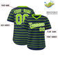 Custom Navy Neon Green Personalized Horizontal Stripe Authentic Pullover Baseball Jersey Limited