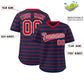 Custom Navy Red Personalized Horizontal Stripe Authentic Pullover Baseball Jersey Limited