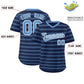 Custom Navy Light Blue Personalized Horizontal Stripe Authentic Pullover Baseball Jersey Limited