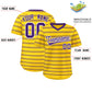 Custom Gold Purple Personalized Horizontal Stripe Authentic Pullover Baseball Jersey Limited