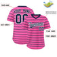Custom Pink Navy Personalized Horizontal Stripe Authentic Pullover Baseball Jersey Limited